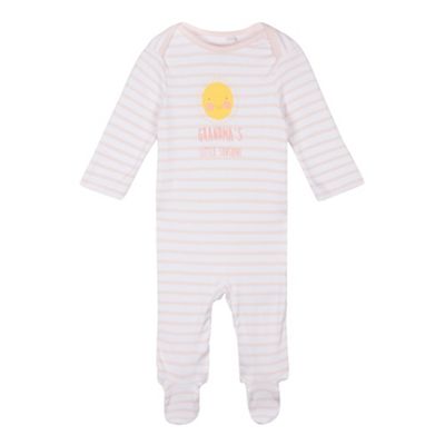 bluezoo Baby girls' pink striped 'Grandma's Little Sunshine' sleepsuit